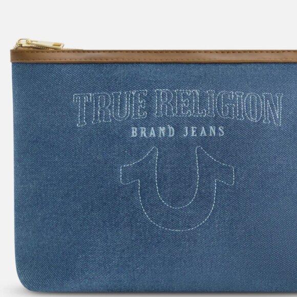 TRUE RELIGION Women's Cosmetic Toiletry Bag Blue Denim BRAND-NEW w/tags - Picture 7 of 12